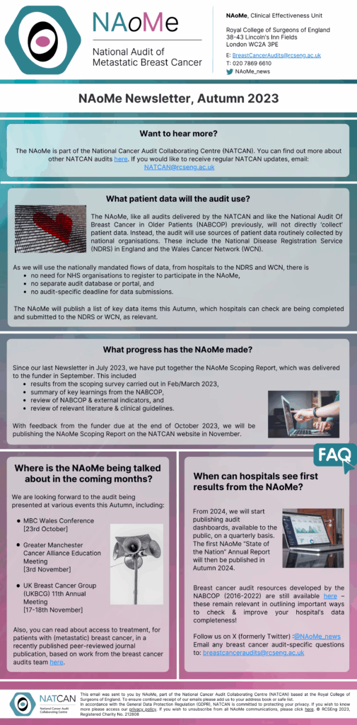 National Audit of Metastatic Breast Cancer Newsletter, Autumn 2023